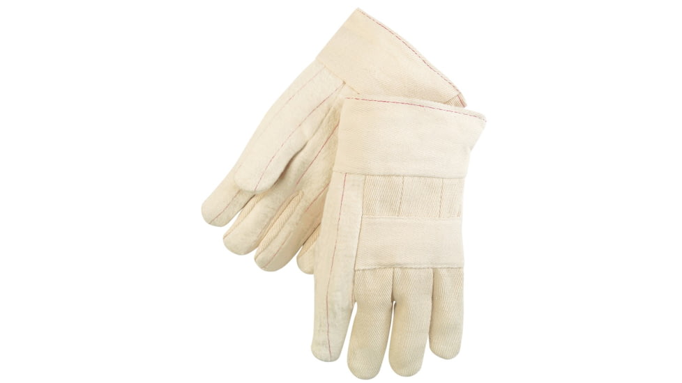 MCR Safety Hot Mill Work Gloves, 24oz 100% Cotton Fabric, 2.5in Band Top and Knuckle Strap, Cotton Liner, Regular Weight, Natural, Large, 9124C