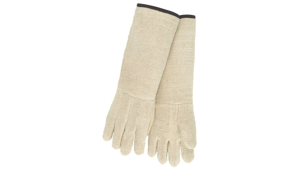 MCR Safety Hotline Extra Heavy Weight Terrycloth Gloves, Long Glove with 11in Gauntlet Cuff, Clute Pattern and Straight Thumb, Heat Resistant Gloves, Jersey Lined, Natural, Large, 9432G11