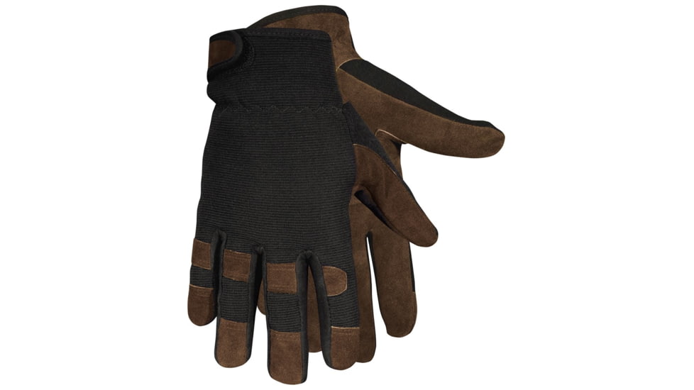 MCR Safety HyperFit Mechanics Work Gloves, Synthetic Leather Palm, Reflective Logo on Back, Super Stretch Knuckle Fabric, Brown, Small, 920S
