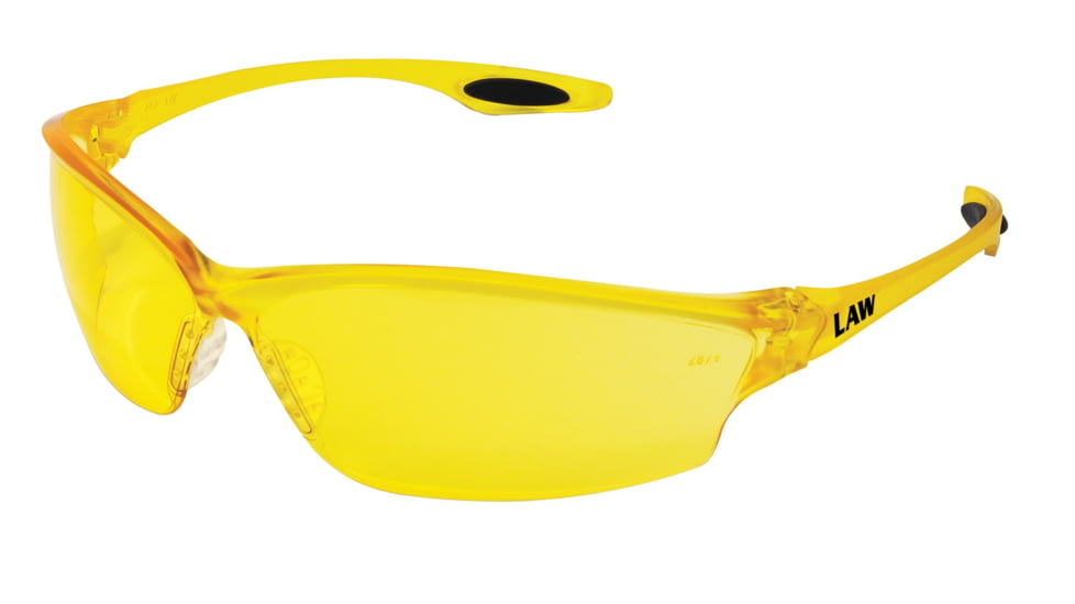 MCR Safety Law LW2 Series Safety Glasses, Soft Secure TPR Nose Piece and Temple Inserts, Amber, One Size, LW214