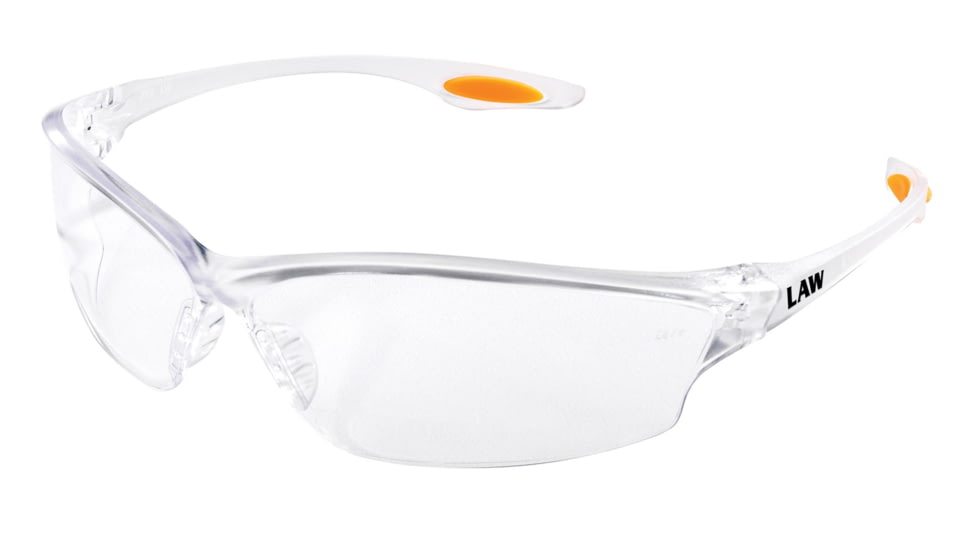MCR Safety Law LW2 Series Safety Glasses, Soft Secure TPR Nose Piece and Temple Inserts, Clear, One Size, LW210