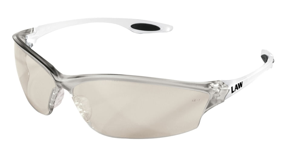 MCR Safety Law LW2 Series Safety Glasses, Soft Secure TPR Nose Piece and Temple Inserts, I/O Clear Mirror, One Size, LW219