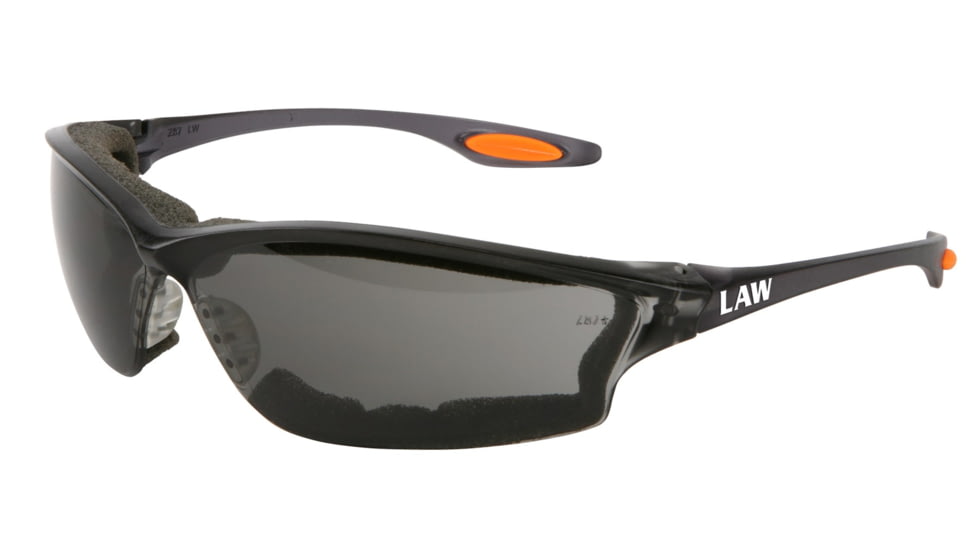 MCR Safety Law LW3 Series Foam Lined Safety Glasses, Anti-Fog Lens, Soft Secure TPR Nose Piece and Temple Inserts, Gray, One Size, LW312AF