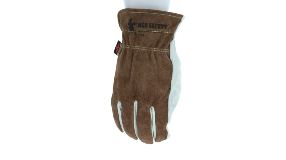 MCR Safety Leather Drivers Work Gloves, Select Grade Cow Grain Leather, Kevlar Lined with Keystone Thumb, Beige, Large, 3204KL