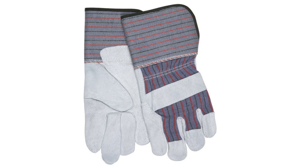 MCR Safety Long Gauntlet Leather Palm Work Gloves, C Grade Shoulder Leather with 4.5in Rubberized Cuff, Gray, Large, 12011