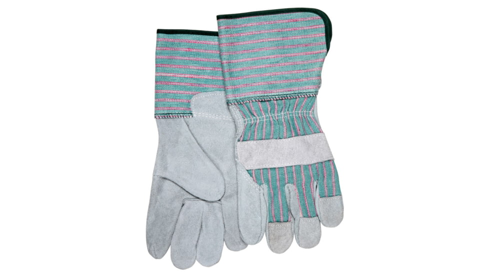 MCR Safety Long Gauntlet Split Leather Palm Work Gloves, C Grade Shoulder Leather, 4.5in Rubberized Safety Cuff, Gray, Small, 1231S