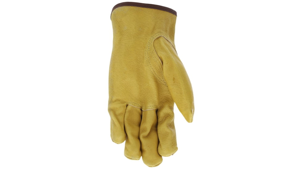 MCR Safety Luminator Hi-Vis Leather Drivers Work Gloves, Premium Grade Grain Pigskin with Mesh Back, Reflective Stripe, Beige, Medium, 34111M