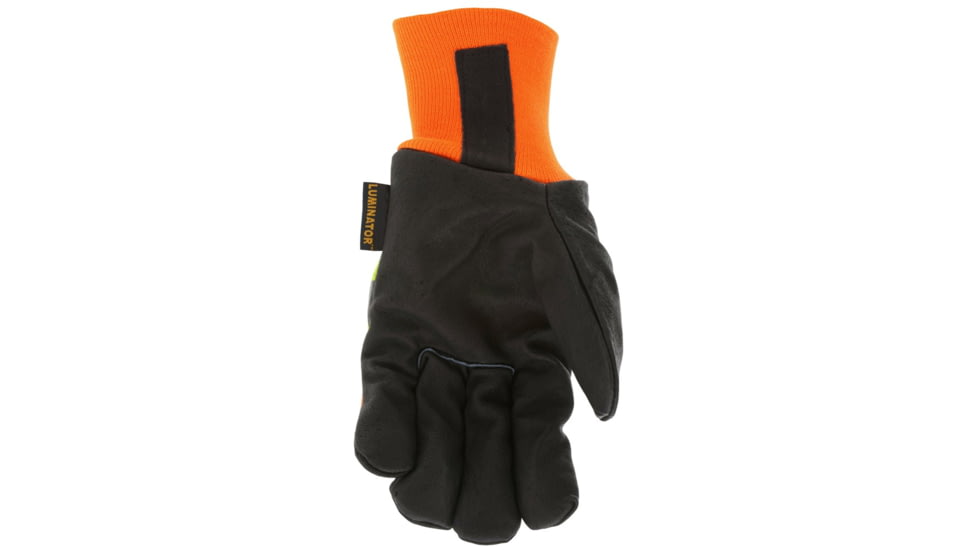 MCR Safety Luminator Leather Drivers Insulated Work Gloves, Premium Grain Pigskin Leather Palm and Hi-Vis Back, Thermosock Lined and Wing Thumb, Black, Large, 34411L