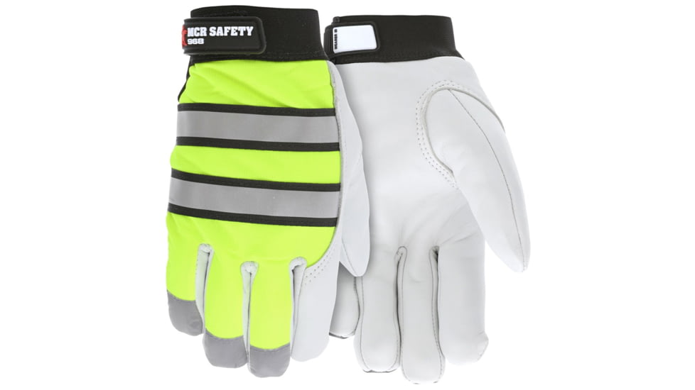 MCR Safety Mechanics Gloves Insulated Grain Goatskin Palm, White, X - Large, 968XL