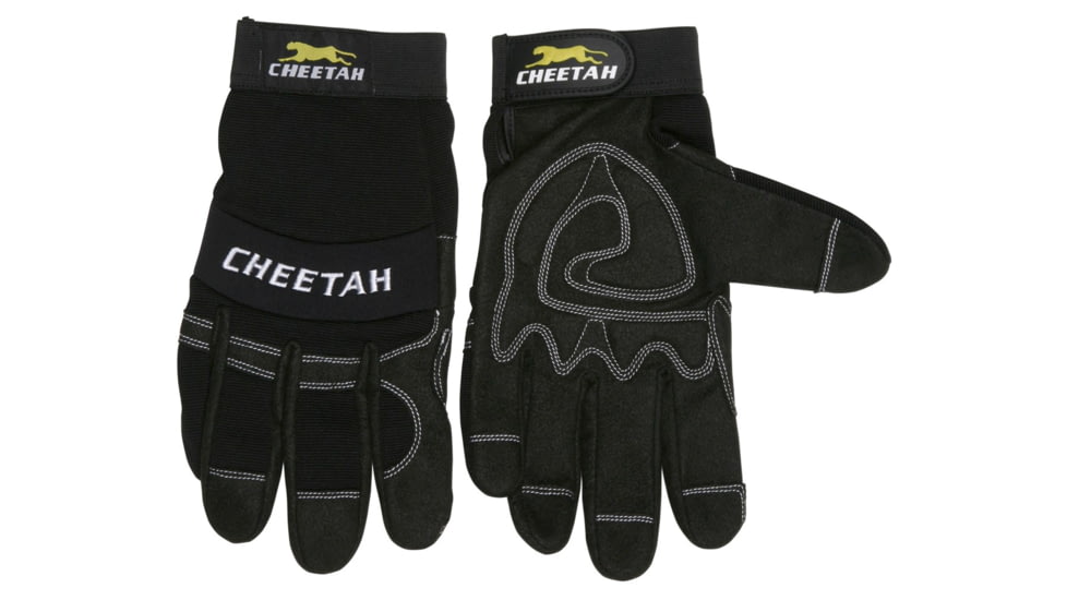 MCR Safety Mechanics Gloves, Synthetic Leather Palm with Gel Pad, Adjustable Hook and Loop Wrist Closure, Reinforced Finger Tips and Thumb Crotch, Black, Medium, 935CHM