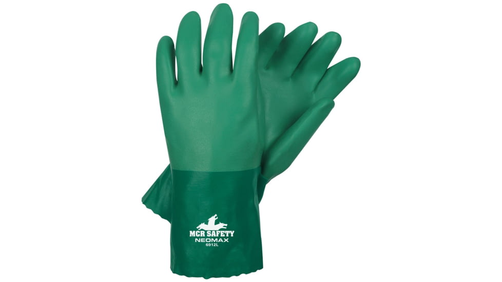MCR Safety NeoMax Series Neoprene Coated Work Gloves, Double Dipped Sandy Texture, 12in Length Fully Coated, Brushed Interlock Lining, Green, X - Large, 6912XL