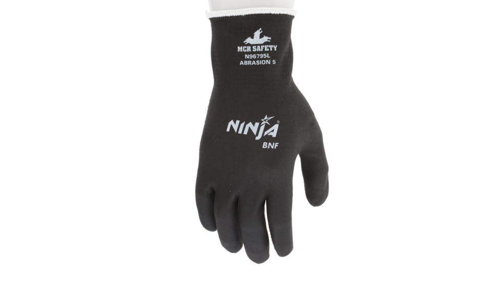 MCR Safety Ninja BNF Work Gloves, 15 Gauge Nylon/Spandex Shell, NFT Fully Coated, Black, X - Large, N96795XL
