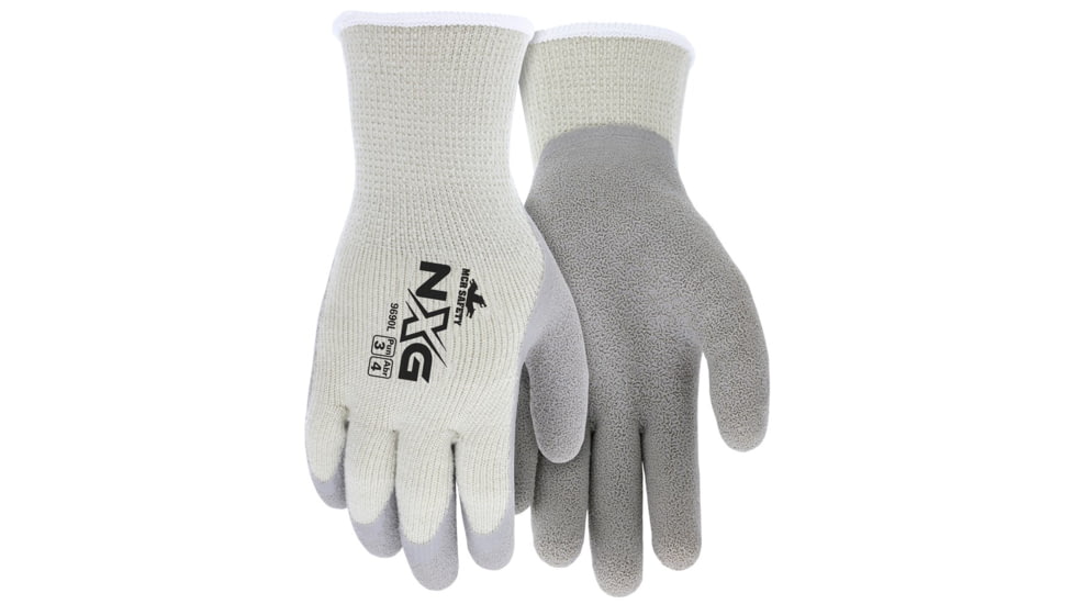 MCR Safety NXG Insulated Work Gloves, 10 Gauge Acrylic Cotton Shell, Latex Coated Palm and Fingertips, Gray, Large, 9690L
