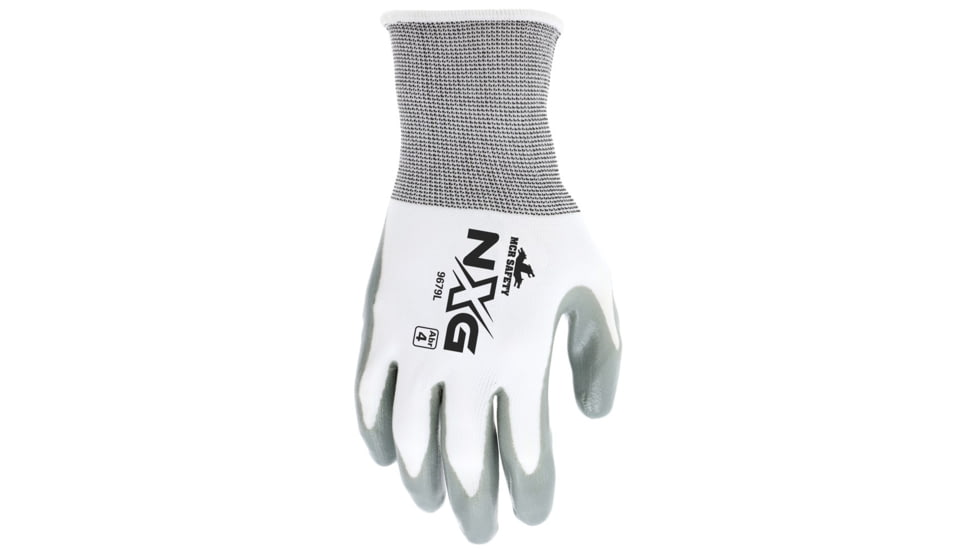 MCR Safety NXG Work Gloves, 10 Gauge Cotton Polyester Shell, Latex Palm and Fingertips, Blue/White, Large, 9680L