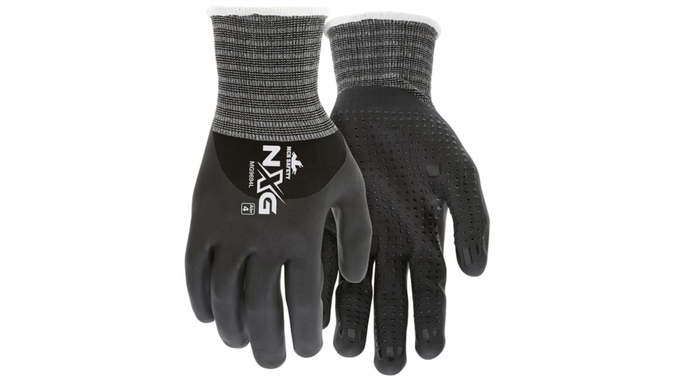 MCR Safety NXG Work Gloves, 15 Gauge Nylon Spandex Shell, Bi-Polymer Coated Palm, Fingers, and Over Knuckles, Nitrile Dotted Palm, Black, X - Large, MG9694XL