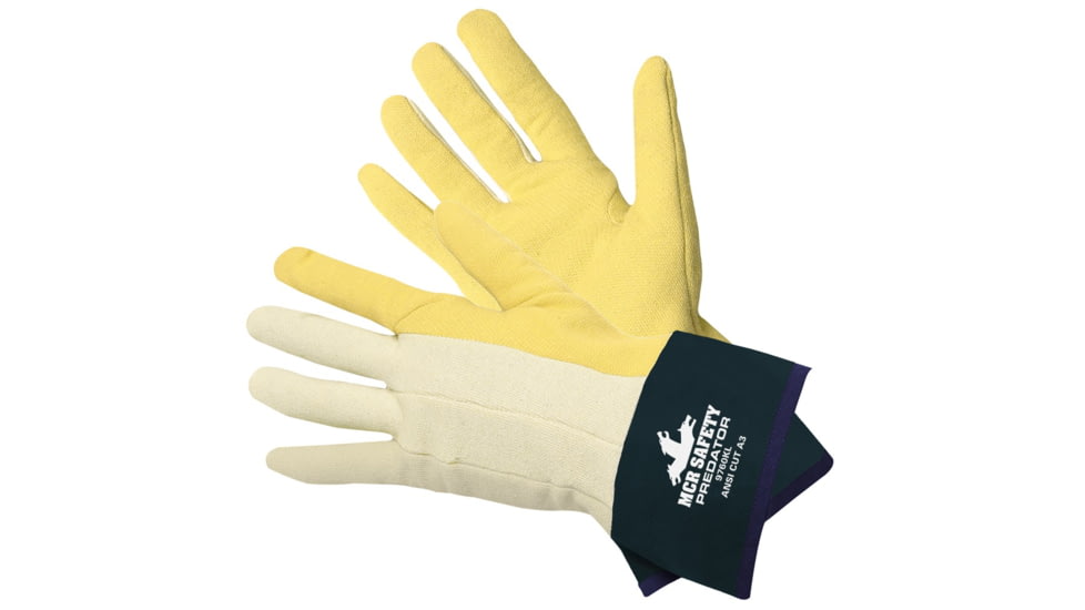 MCR Safety Predator Series Over the Knuckle Nitrile Coated Work Gloves, Palm Reinforced with DuPont Kevlar, Safety Cuff and Jersey Lined, Blue/White, Large, 9760K