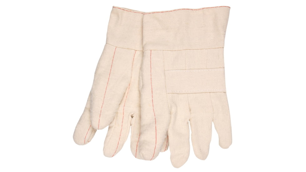 MCR Safety Premium Hot Mill Work Gloves, 36oz Heavy Weight Fabric, 2.5in Band Top, Burlap Lined, Knuckle Strap, Natural, Large, 9136K