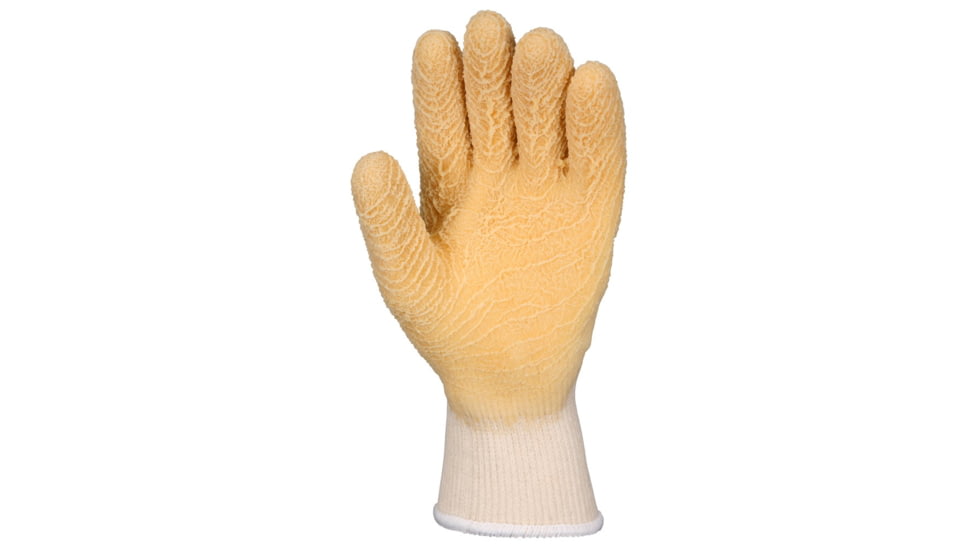 MCR Safety Premium Tufftex Series Rubber Coated String Knit Work Gloves, Crinkle Texture Finish, Comfortable Knit Wrist, Yellow/Natural, Small, 6832S