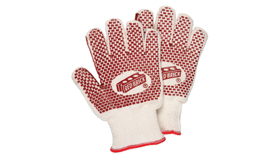 MCR Safety Red Brick Terrycloth Heat Resistant Gloves - Womens, Heavy Weight 2-Ply Construction, Loop-in Terrycloth, Nitrile Blocks on Both Sides, Russet/Natural, Small, 9462K