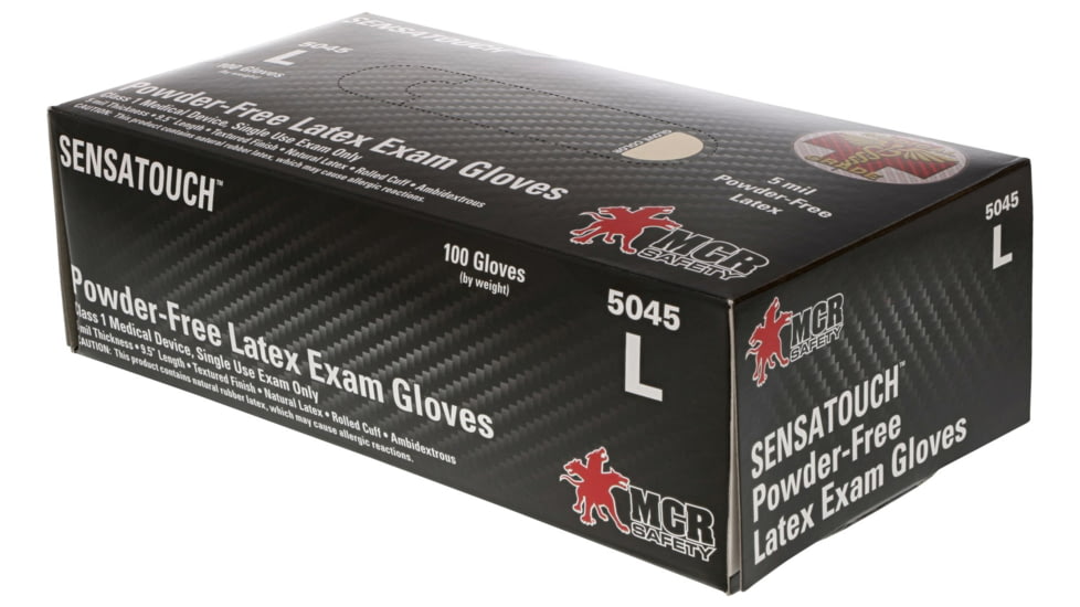 MCR Safety SensaTouch Disposable Latex Gloves, Powder Free Medical Grade, 9.5in Length, 5 mil Thickness, White, X - Large, 5045XL