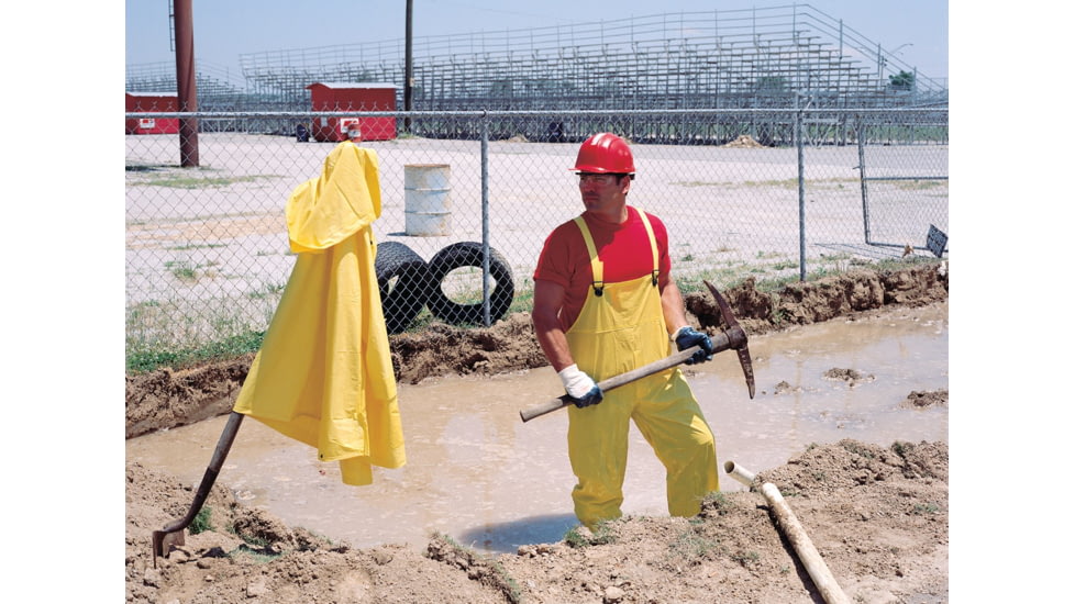 MCR Safety Squall Series 3 Piece Waterproof Rain Suit - Jacket, Detachable Hood and Bib Pants, .20mm PVC Rainwear, Yellow, 4X, O703X4