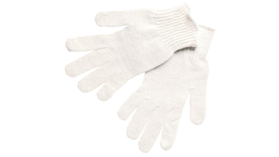 MCR Safety String Knit Work Gloves, 7 Gauge Regular Weight, 70% Cotton/30% Polyester, Hemmed Cuff, Natural/White, Small, 9500S