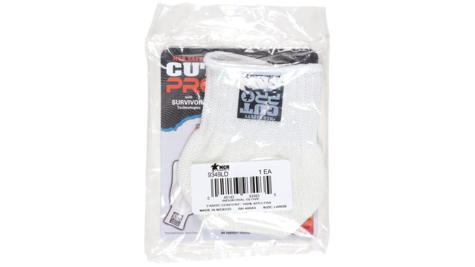MCR Safety Survivor 7 Gauge Fingerless Cut Resistant Work Gloves, Light Weight and Cool, White, X - Small, 9349XSD