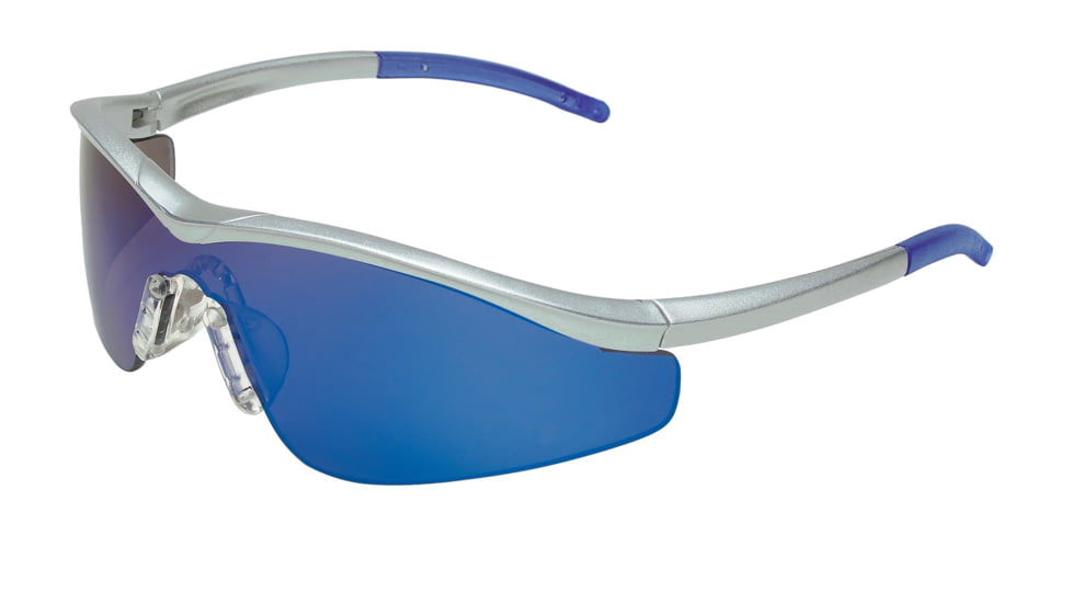 MCR Safety T1 Series Safety Glasses, Hybrid Temple Design, Blue Diamond Mirror, One Size, T1148B