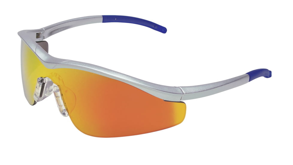 MCR Safety T1 Series Safety Glasses, Hybrid Temple Design, Fire Mirror, One Size, T114R