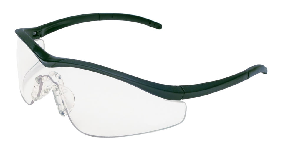 MCR Safety T1 Series Safety Glasses with UV-AF Anti-Fog Lens Coating, Hybrid Temple Design, Clear/ Frame Black, One Size, T1110AF