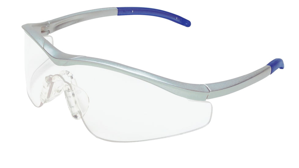 MCR Safety T1 Series Safety Glasses with UV-AF Anti-Fog Lens Coating, Hybrid Temple Design, Clear/ Frame Steel, One Size, T1140AF