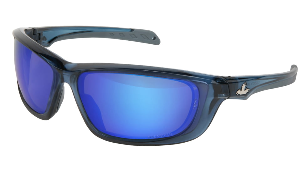 MCR Safety UD128BZDC Swagger UD1 Series Safety Glasses, Co-Injected TPR over Polycarbonate Temples, Blue Diamond Mirror/ Gray Blue Frame, One Size, UD128BZDC