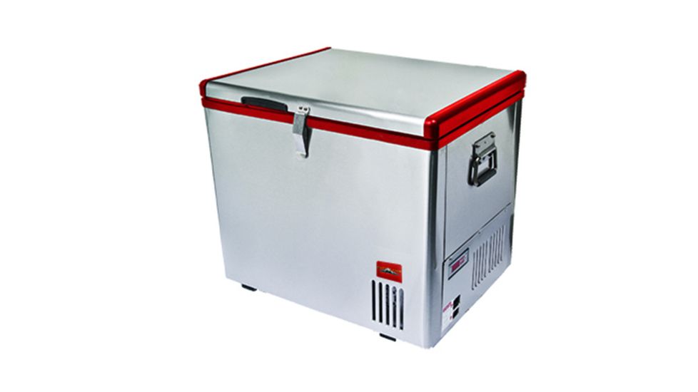 Mr. Heater Fridge/Freezer 63 Quart, Silver &amp; Red F235769