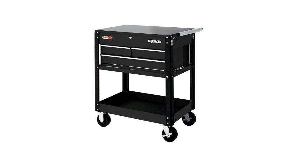 Waterloo 3 Drawer Metal Utility Cart Bl 797-UC310BK, Unit EA
