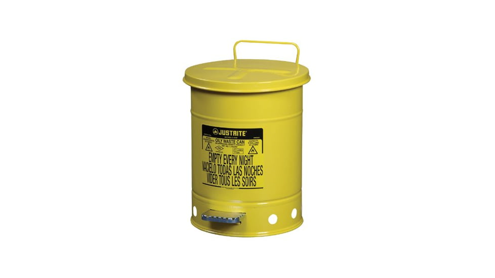 Justrite 6 Gallon Yellow Oily Waste Can 400-09101, Unit EA