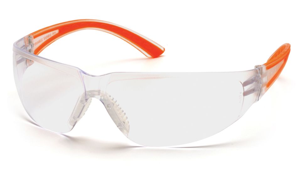 Pyramex Cortez Safety Eyewear - Clear Lens, Orange Temples Frame SO3610S