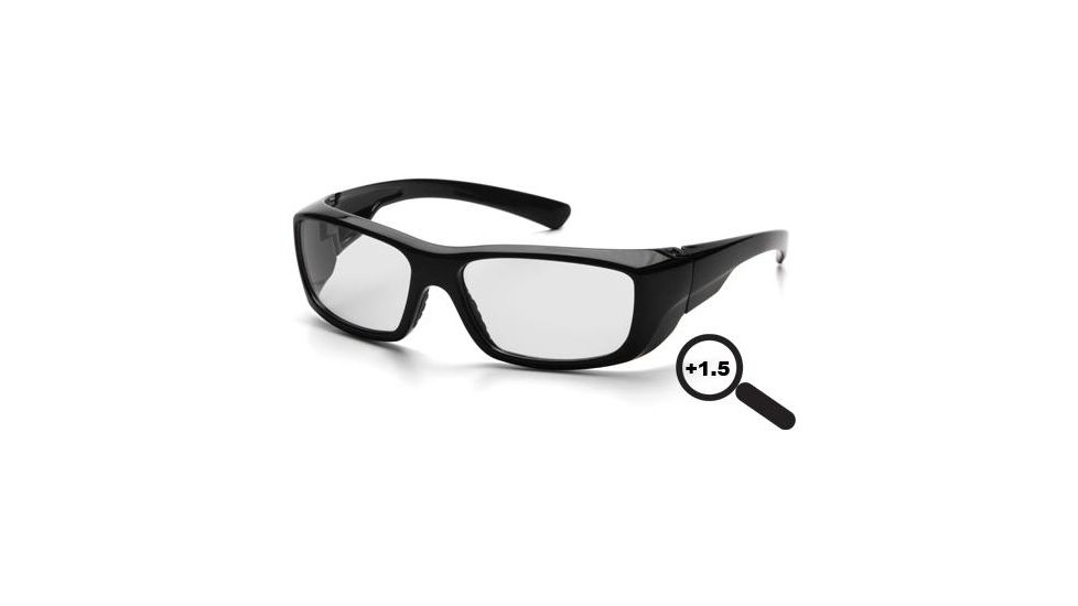 Pyramex Emerge Safety Glasses, Black Frame/Clear +1.5 Lens SB7910D15