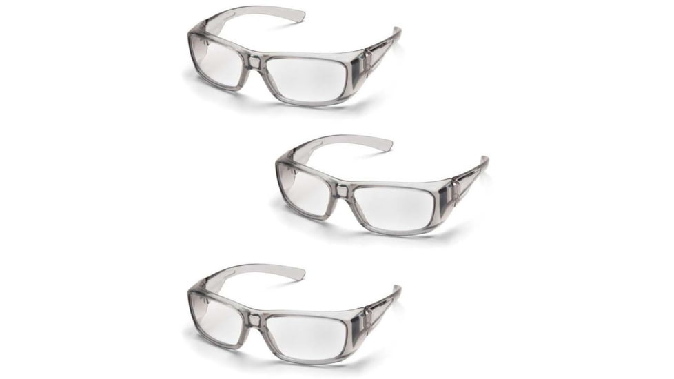 Pyramex Emerge Safety Glasses, Gray Frame/Clear Lens, Pack of 3