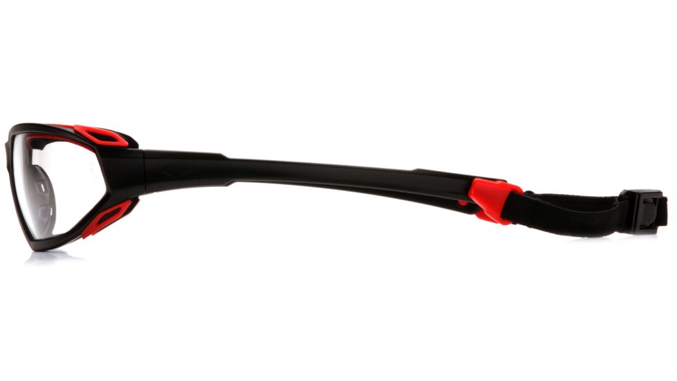 Pyramex Highlander Safety Glasses - Clear Anti-Fog Lens, Black-Red Frame SBR5010DT