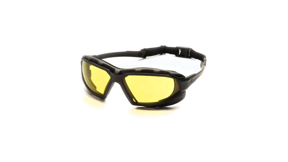 Pyramex Highlander-XP Safety Glasses, Black-Gray Frame &amp; Amber Anti-Fog Lens SBG5030DT