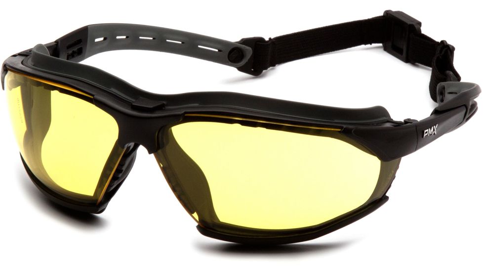 Pyramex Isotope Safety Glasses w/Amber H2MAX Anti-Fog Lens, Black, GB9430STM