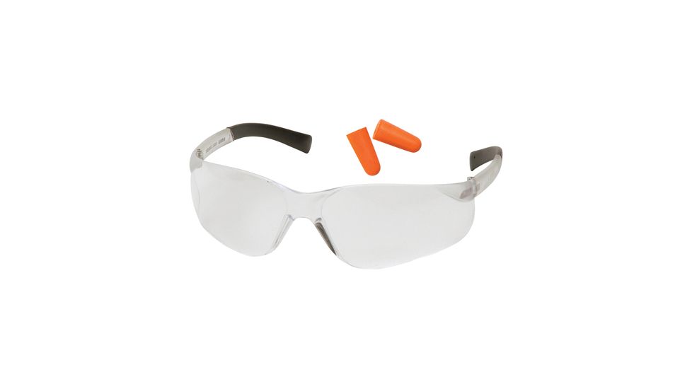 Pyramex Mini-Ztek Safety Glasses And DP1000 Ear Plug Combo Clear Lens Clear Frame Ten Pack