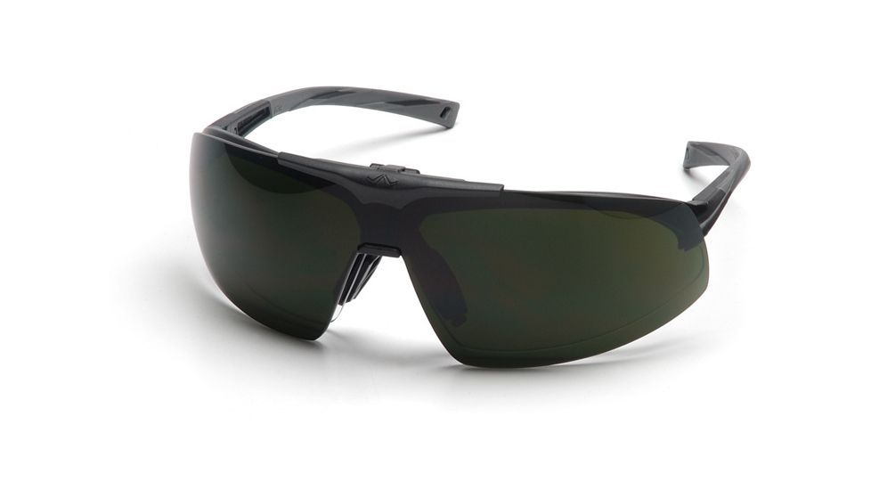 Pyramex Onix Plus Safety Eyewear - Clear Anti-Fog Bottom Lens/ 5.0 IR Filter Flip Lens Lens, Black Frame SB4950STP, Single Pack