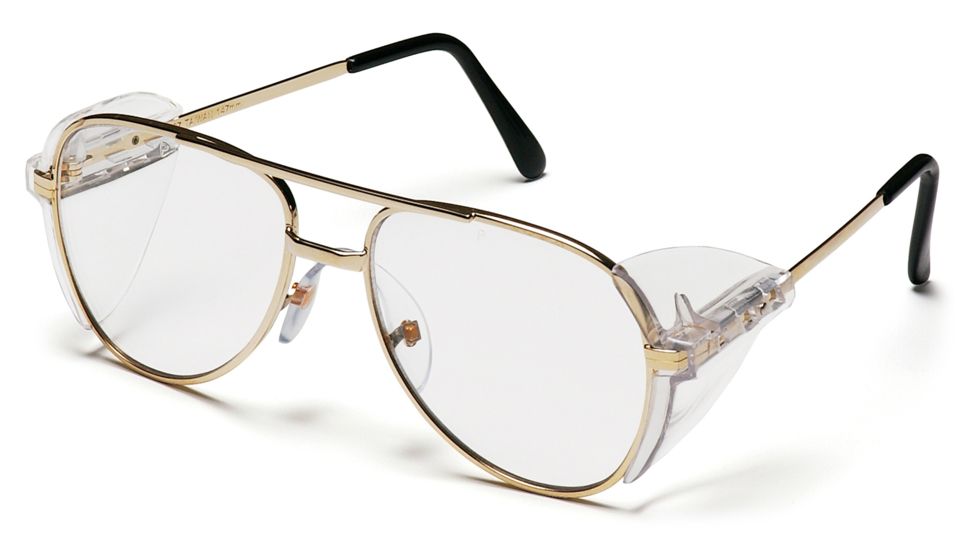 Pyramex Pathfinder Safety Eyewear - Clear Lens, Gold Metal Frame SG310A