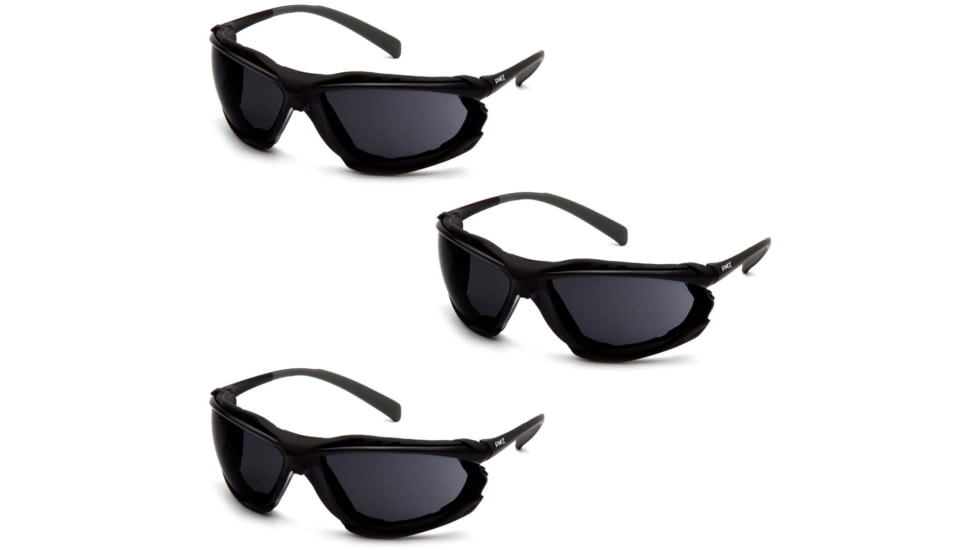 Pyramex Proximity Safety Glasses w/Dark Gray H2MAX Anti-Fog Lens, Black, Pack of 3