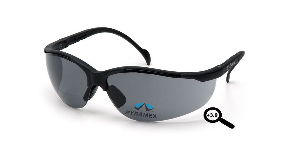 Pyramex V2 Reader Glasses - Gray + 3.0 Lens, Black Frame SB1820R30