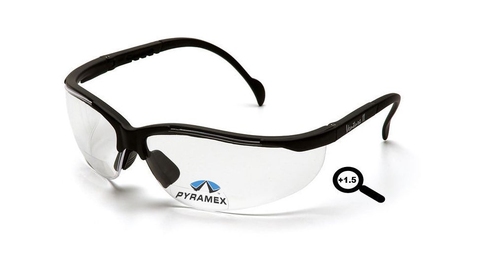 Pyramex V2 Readers Glasses - Clear + 1.5 Lens, Black Frame SB1810R15