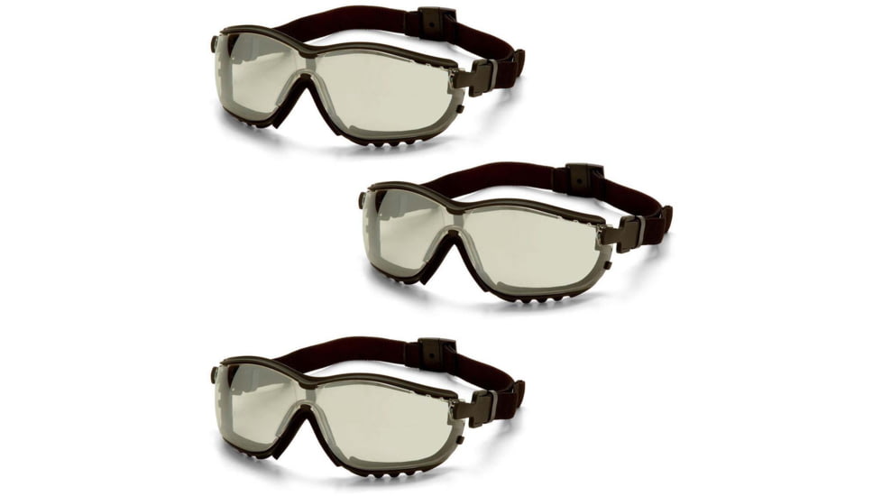Pyramex V2G Safety Glasses - Indoor/Outdoor Mirror Anti-Fog Lens, Pack of 3