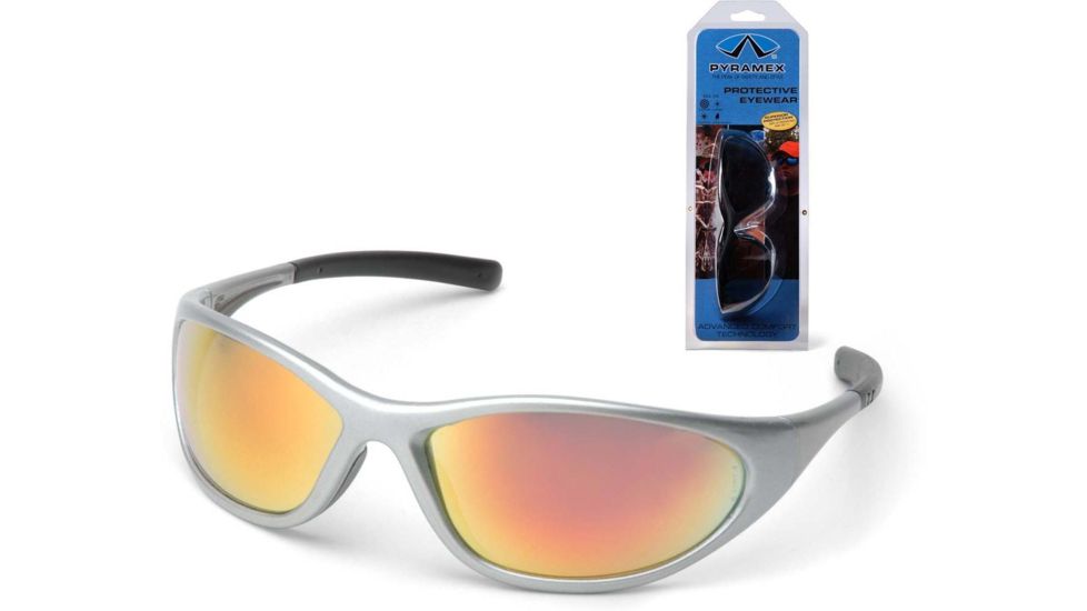 Pyramex Zone II Safety Glasses - Ice Orange Mirror Lens, Silver Frame SS3345E3