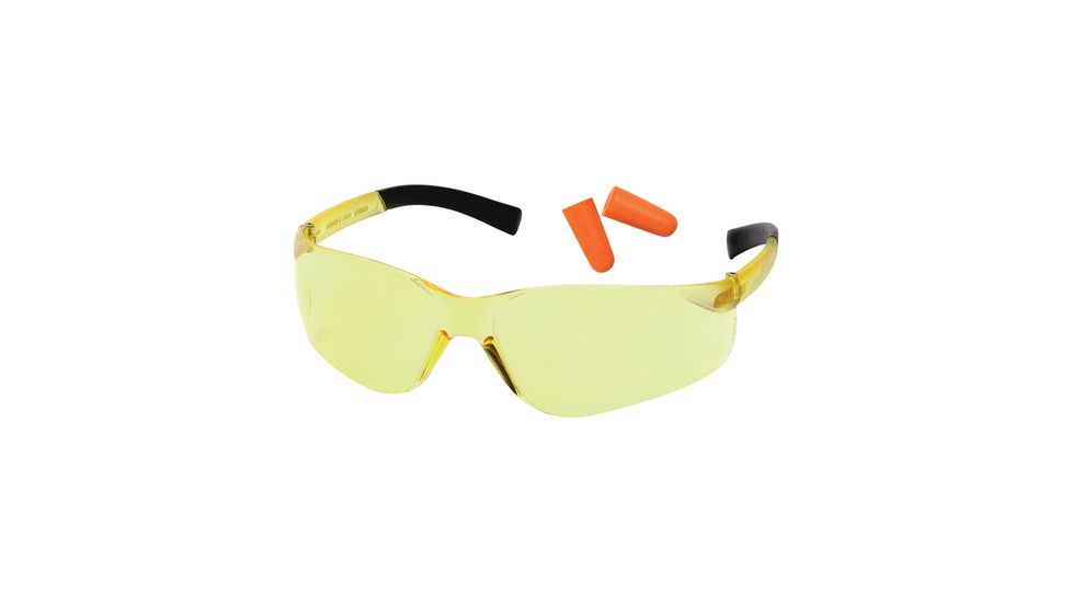 Pyramex Ztek Safety Glasses And DP1000 Ear Plug Combo Amber Lens Amber Frame Ten Pack